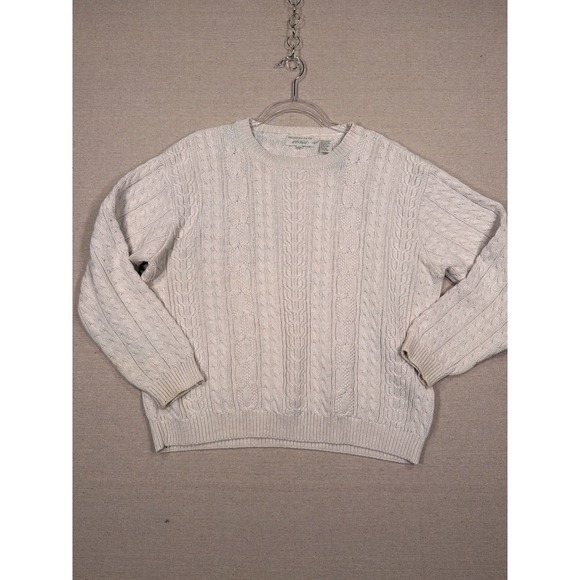 Lord & Taylor Other - Lord & Taylor Vintage Cream Cable Knit Cotton Sweater Crewneck Cream Medium